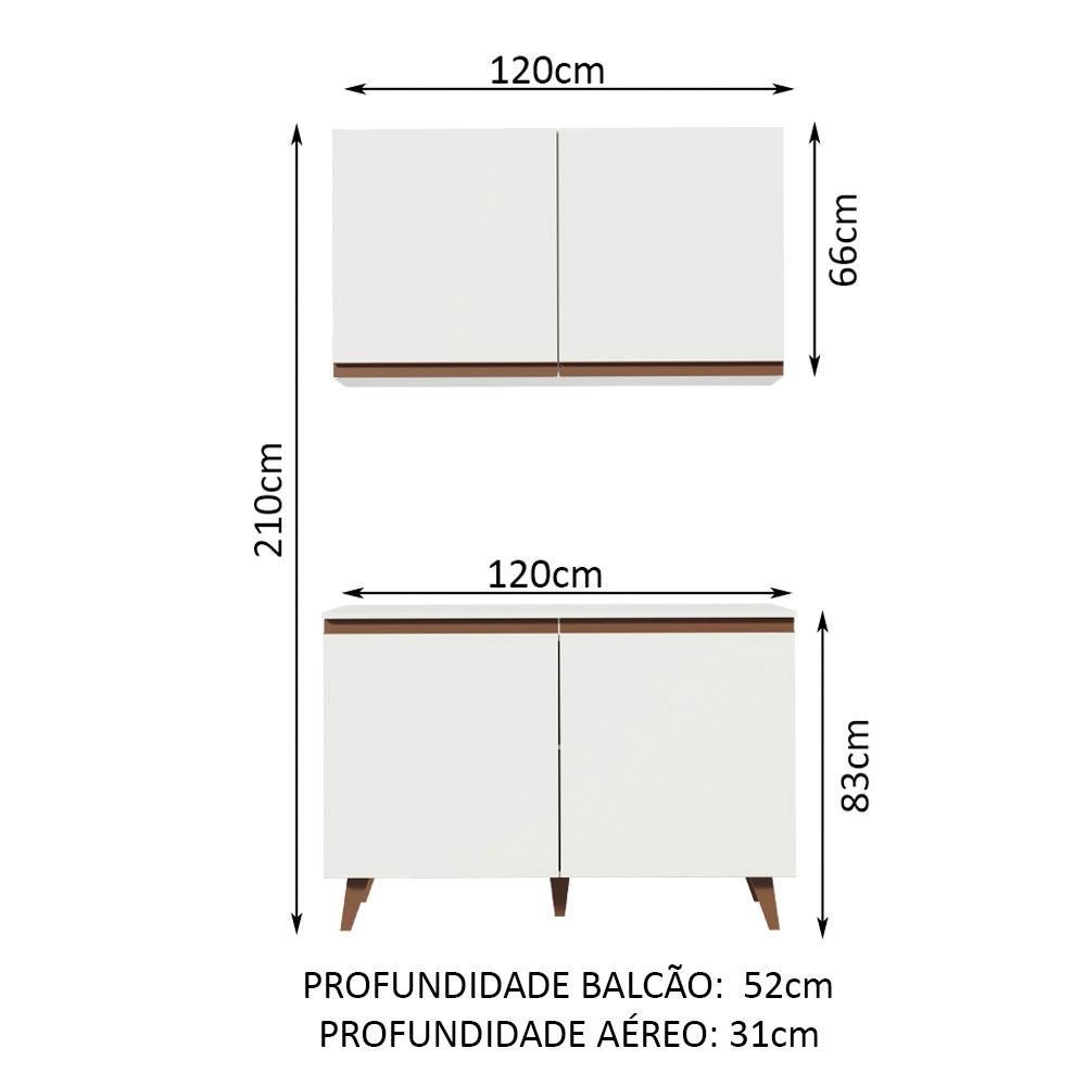 Kit Madesa Reims 120 cm com Armário Aéreo e Balcão Gabinete de Pia - Branco · foto 2