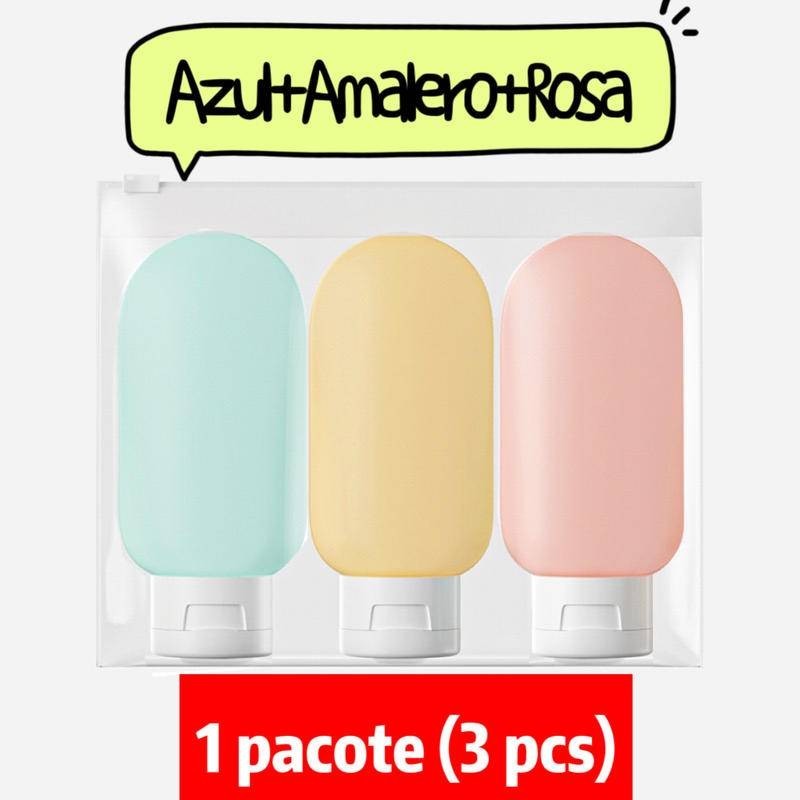 Kit Viagem Porta Shampoo Mini Frasco Pote Creme 3 Peças 60ml em Oferta na Shopee