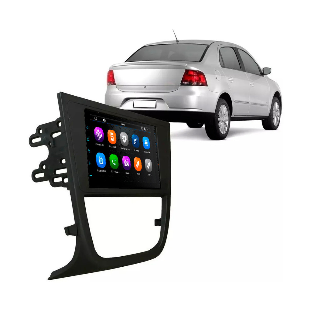 Kit Multimídia 7 Polegadas MP5/BT 2Din + Moldura Preta 2din Saveiro Gol Voyage G5 AP546