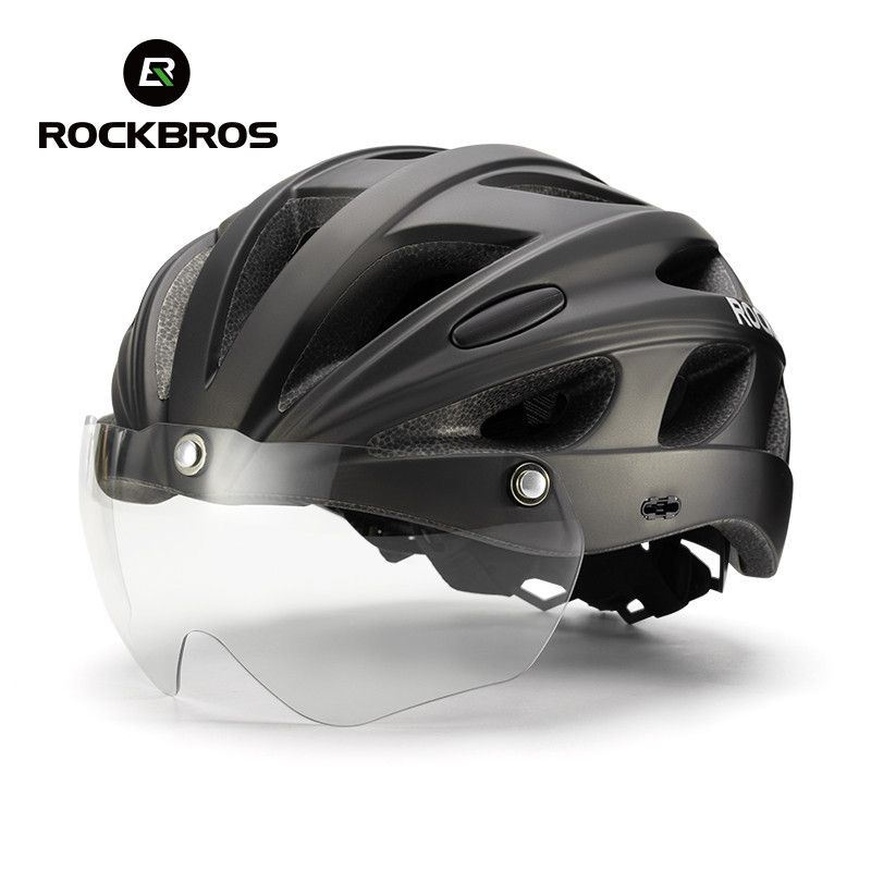 Capacete De Bicicleta ROCKBROS Com Óculos De Proteção MTB À Prova De Vento Equipamento De Ciclismo em Oferta na Shopee