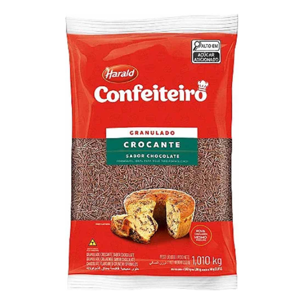 Granulado Crocante Forneável Sabor Chocolate Confeiteiro 1,010kg Harald