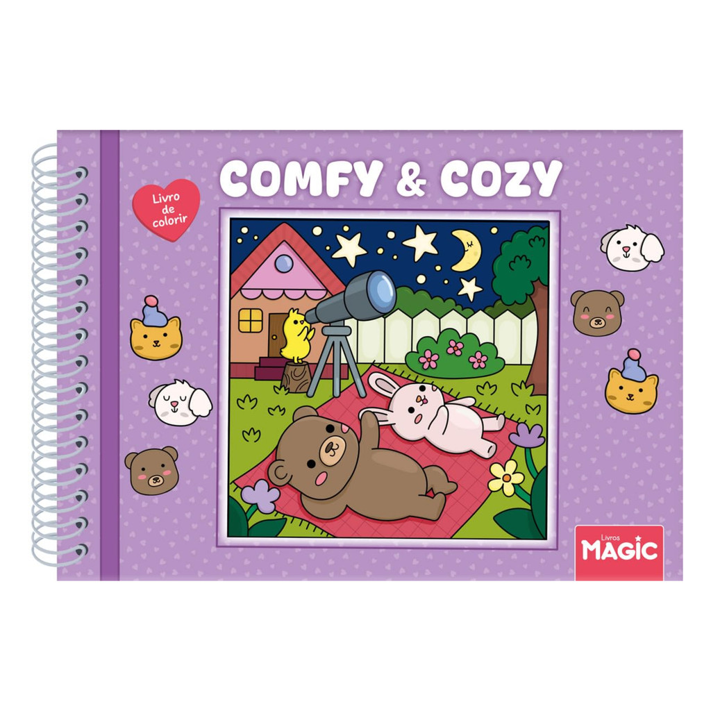 Livro Para Colorir Comfy And Cozy Purple Magic - 1 Unidade em Oferta na Shopee