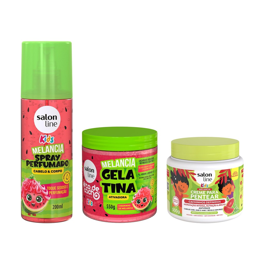 Kit Melancia com Spray Perfumado + Creme para Pentear e Gelatina 500gr em Oferta na Shopee
