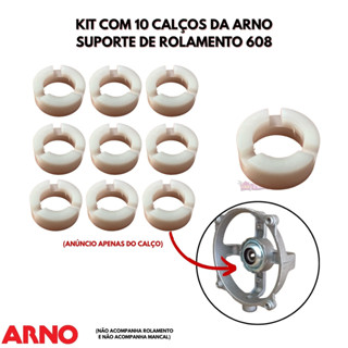 Kit com 10 suportes/Calço ARNO de rolamento 608 substitui Buchas em Oferta na Shopee