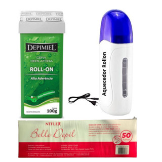 Kit Aparelho Aquecedor De Cera Rolon + Refil De Cera Rolon + 50 Lenços em Oferta na Shopee