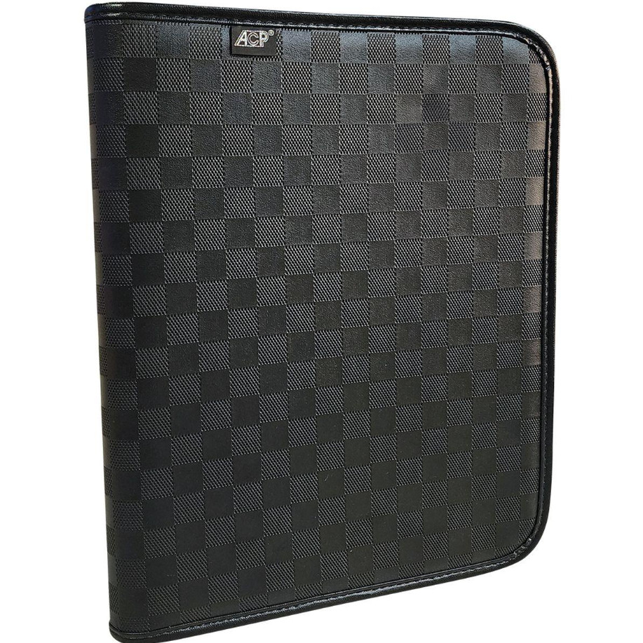 Fichário Universitário Argolado Executivo com Zíper com Bloco de Folhas e Divisórias Preto ACP em Oferta na Shopee