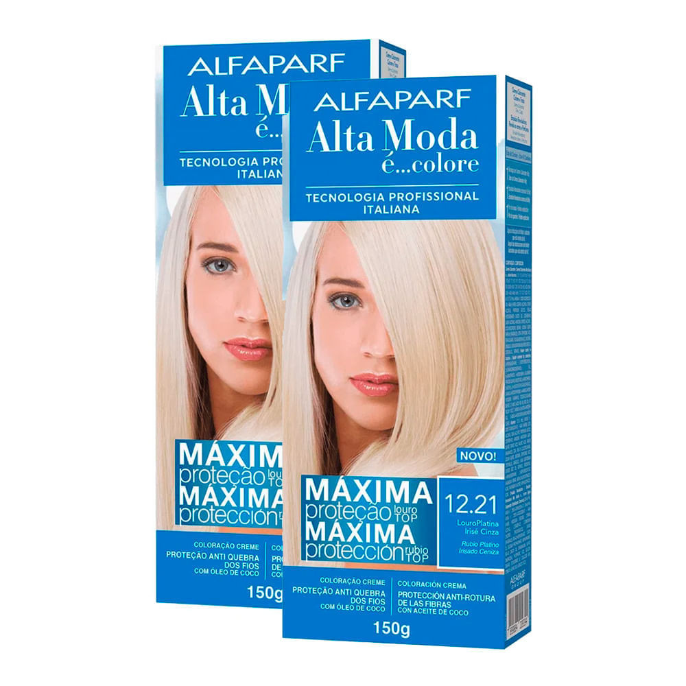 Kit 2X Tintura Creme Alta Moda Alfaparf Louro Platina Irisé Cinza 12.10 em Oferta na Shopee