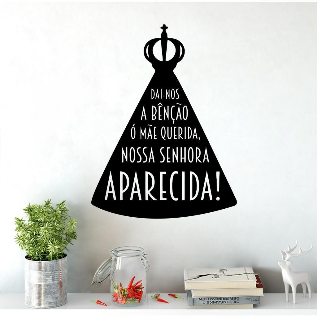 Adesivo De Parede Decorativo Frase Imagem Oração Nossa Senhora Aparecida