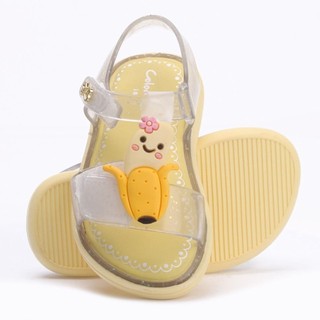 Sandália Papete Infantil Feminina Confortável Lolipop WorldColors Transparente Glitter com Amarelo em Oferta na Shopee