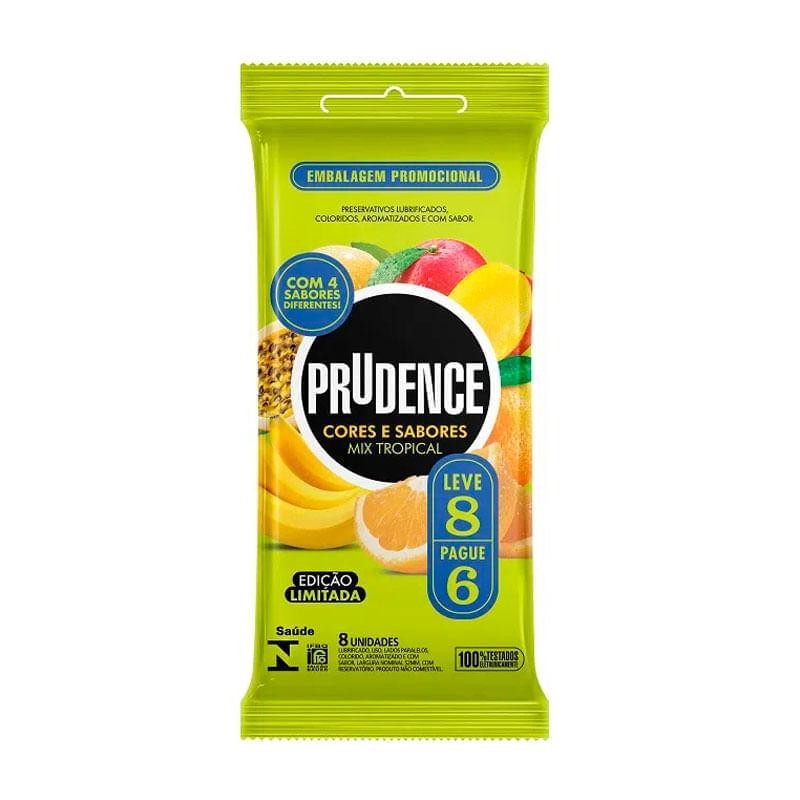 Preservativos Lubrificados Prudence Cores E Sabores Mix Tropical 8 Unidades em Oferta na Shopee