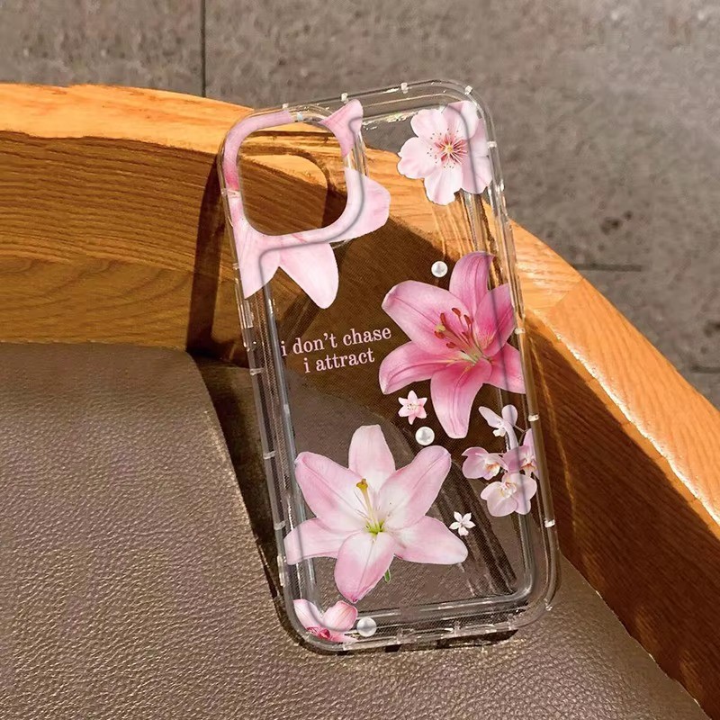 Padrão Floral Transparente Macio TPU Caso De Telefone Para iPhone 16 Pro Max 15 
