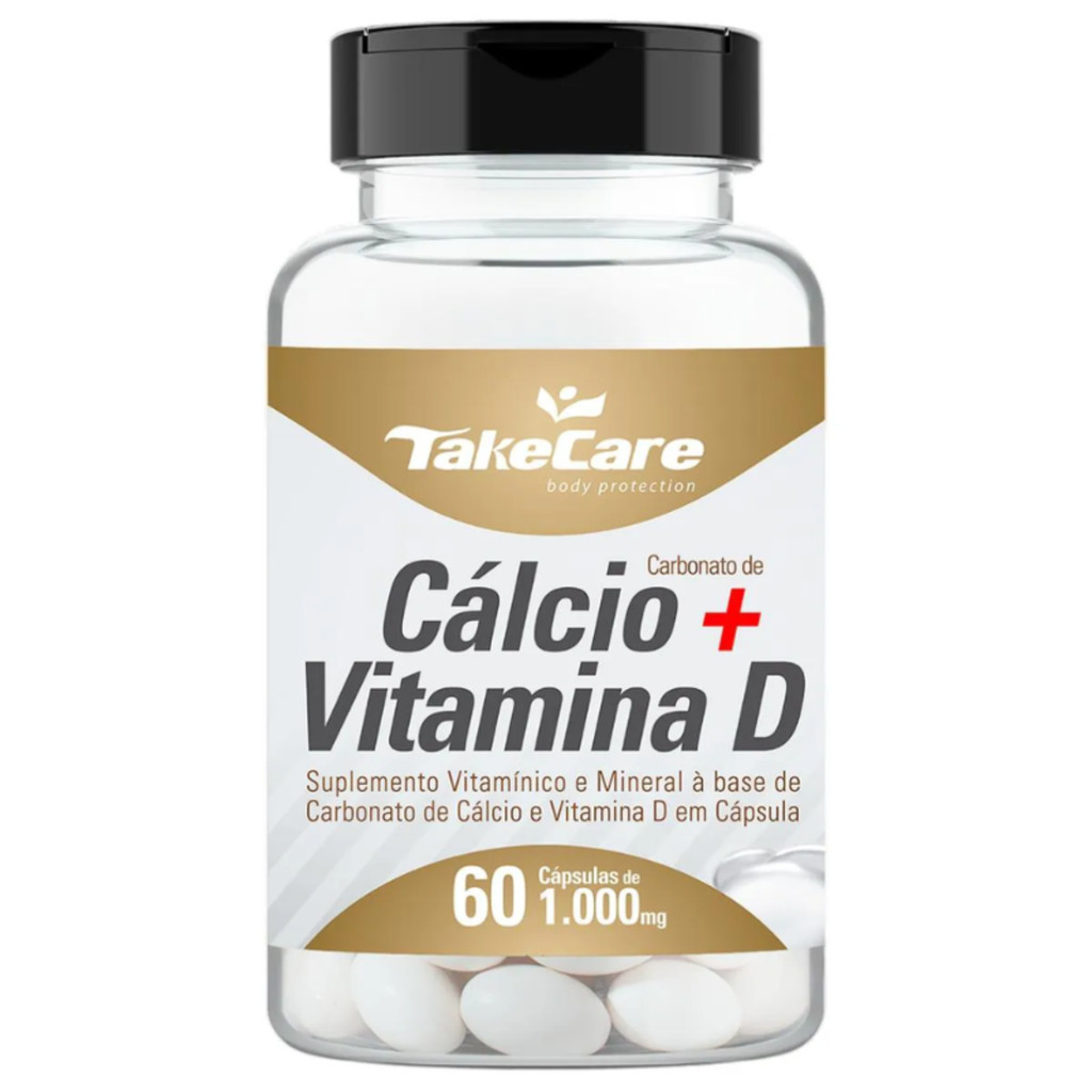 Cálcio + Vitamina D 60 Cápsulas – 1.600mg Take Care