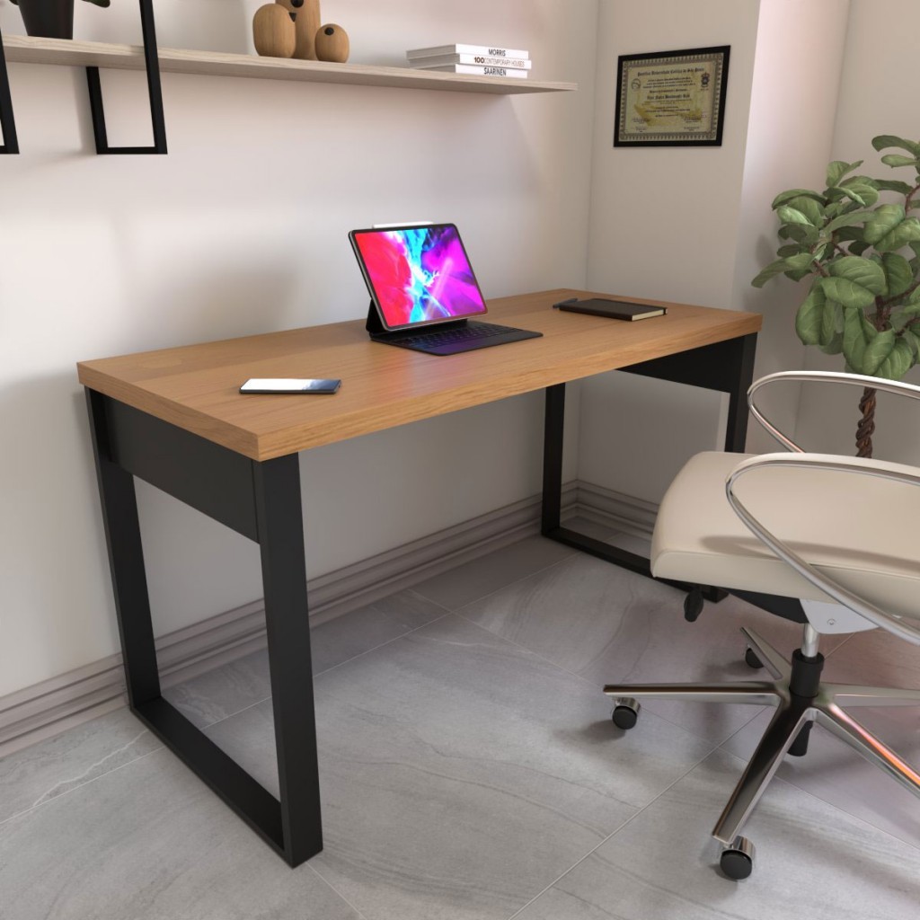 Mesa Escrivaninha Home Office 100% Mdf Freijó/Preto - Panorama Móveis em Oferta na Shopee