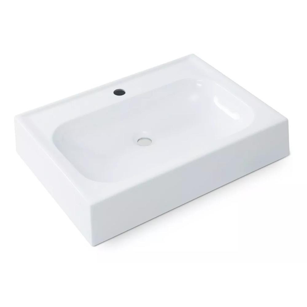 Cuba Pia de Apoio Branca Retangular para Banheiro Lavabo 39x53cm com Furos em Oferta na Shopee