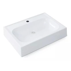 Cuba Pia de Apoio Branca Retangular para Banheiro Lavabo 39x53cm com Furos