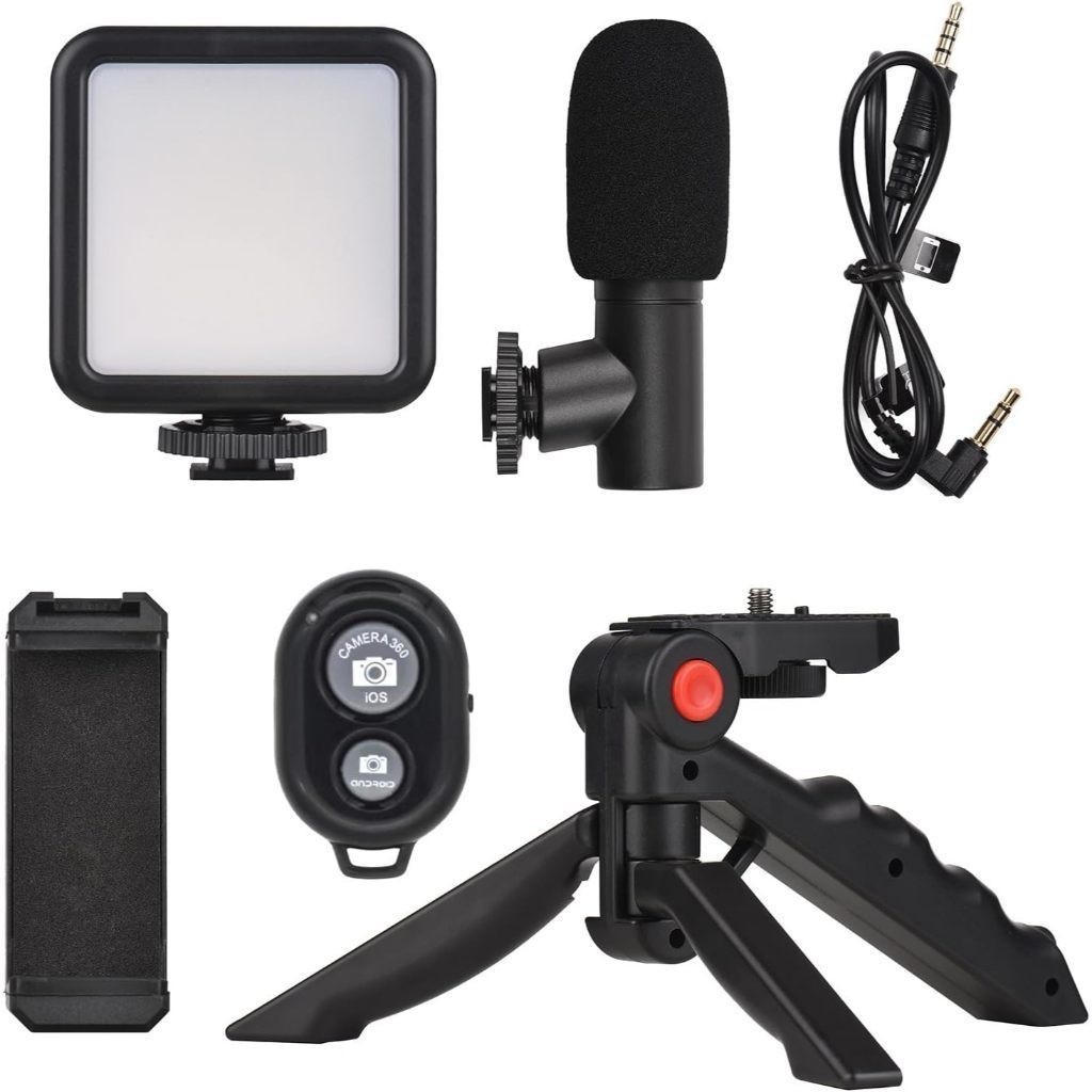 Kit De Tripé Estabilizador Portátil 5 Em 1 Microfone Gimbal Gravação De Vídeo Para Celular
