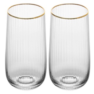 2 Copos Altos Lines com Fio de Ouro 450ml Vidro Wolff em Oferta na Shopee