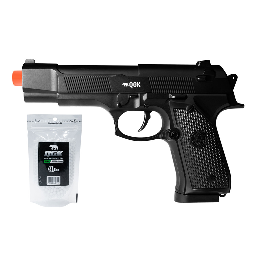 PISTOLA AIRSOFT SPRING FULL METAL SP92T 6MM QGK + 1000 BBS em Oferta na Shopee