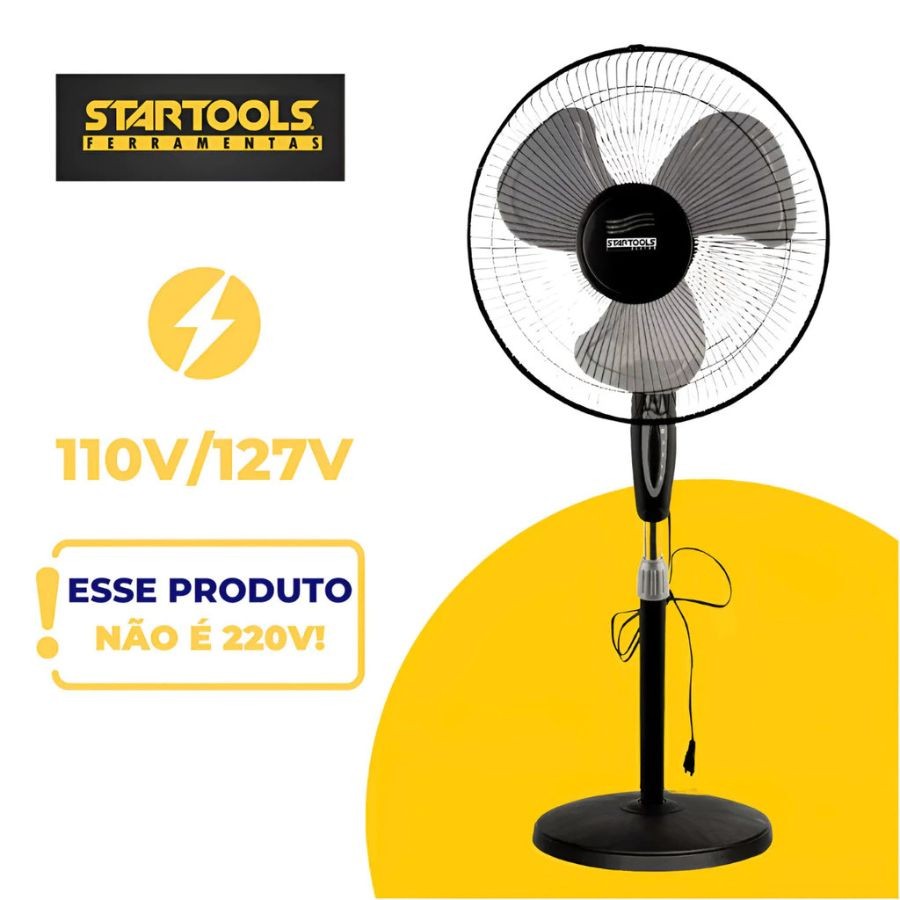 Ventilador De Coluna Pedestal 3 Velocidades Altura Ajustável 110V 45W