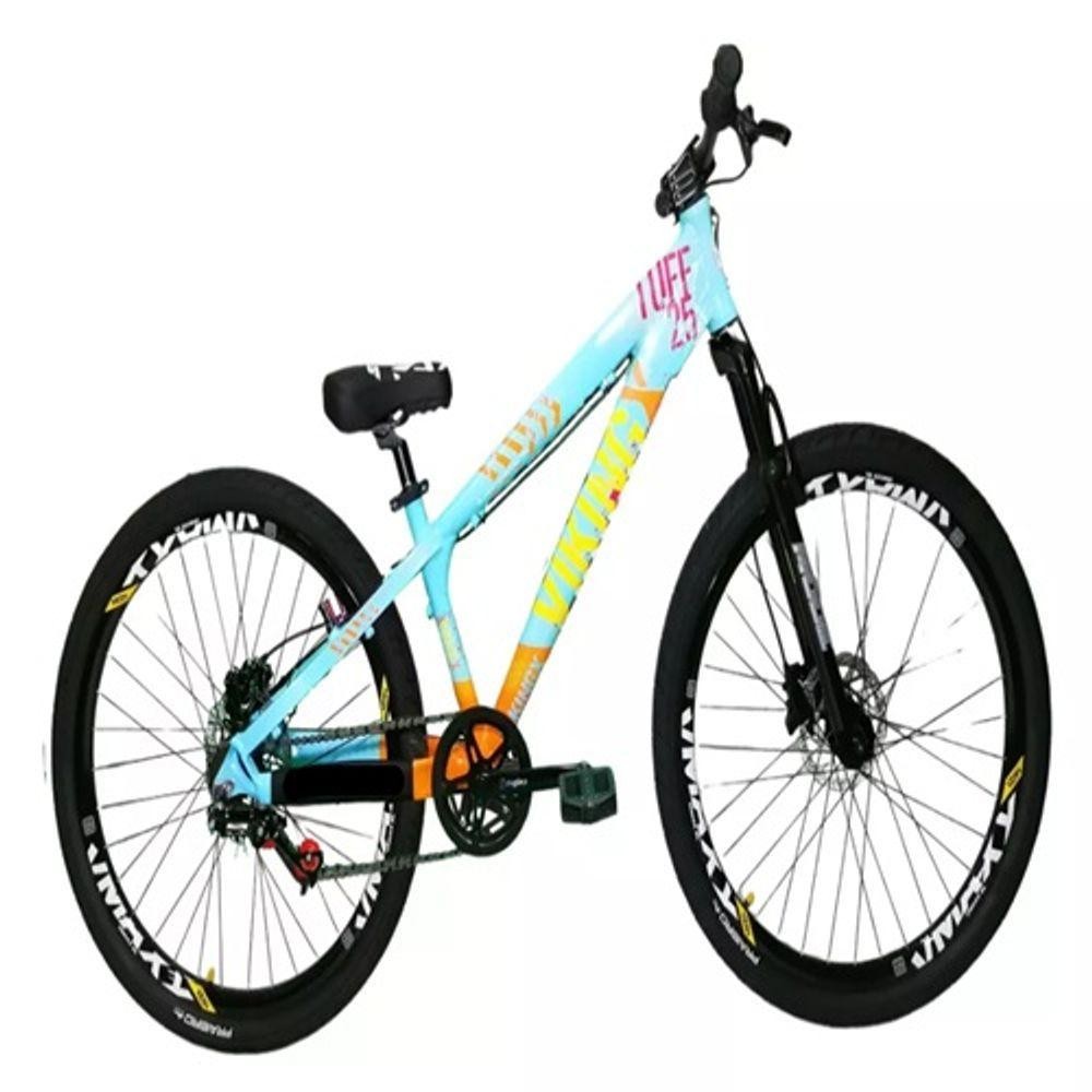 Bicicleta Vikingx Azul Laranja Aro 26 Single Wheeling Freio Hidráulico em Oferta na Shopee