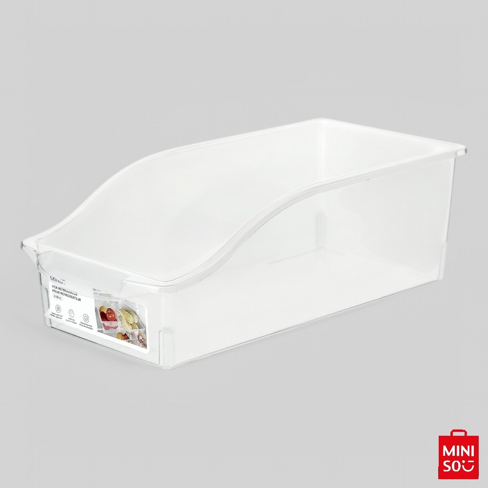 Organizador Retangular Miniso 2100ml – Caixa Plástica Transparente com Puxador para Geladeira e Despensa