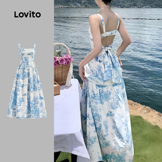 Lovito Vestido Elegante Com Estampa Floral Miúda Decote Nas Costas E Laço Estilo Resort Para Mulheres L124AD612 em Oferta na Shopee