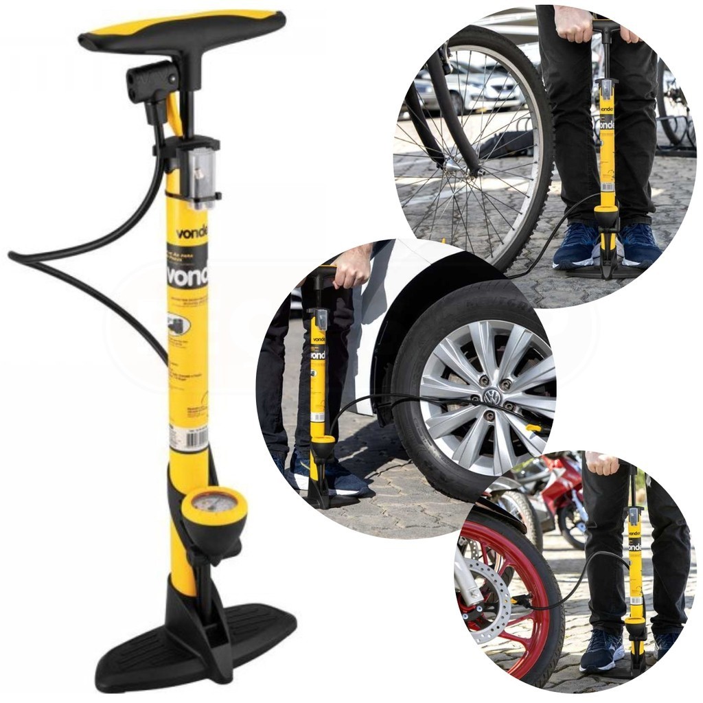 Bomba De Ar Vonder Com Mangueira DE 70CM E Manômetro Para Encher Pneus, Bolas, Bexigas em Oferta na Shopee