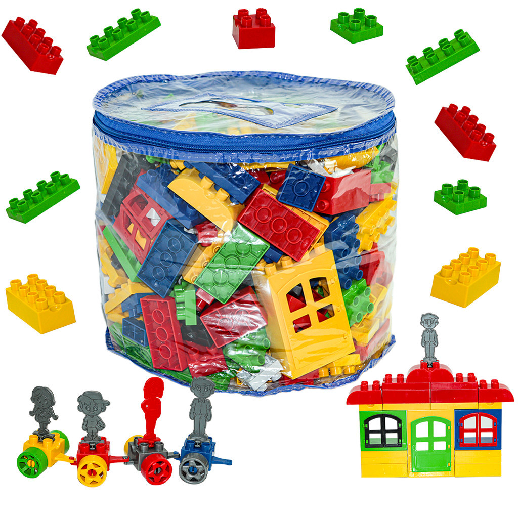 Blocos De Montar Infantil Educativo Encaixe Grande 250 Peças