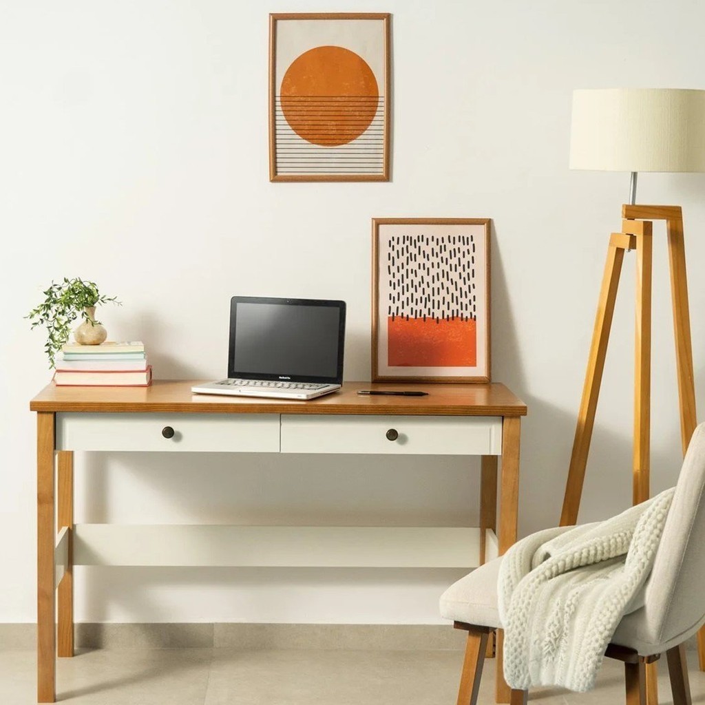 Escrivaninha 120cm 2 Gavetas Ananda CabeCasa MadeiraMadeira Off White/Mel - Home & Living