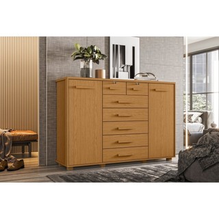 Cômoda 2 Portas 7 Gavetas Fontana Cinamomo em Oferta na Shopee