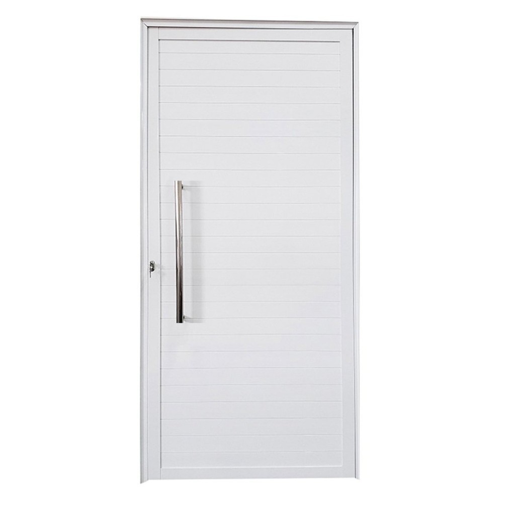 Porta Lambril de Alumínio Esquerda 210 x 80cm com Puxador Linha Veneza Esquadrias Bergamo Branco - Home & Living