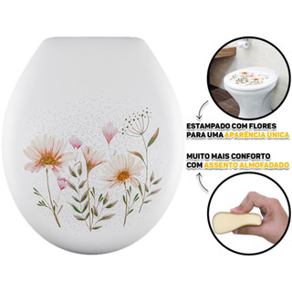 Tampa Para Vaso Sanitário Oval Assento Almofadado Estampa Floral Encaixe Universal Atlas em Oferta na Shopee