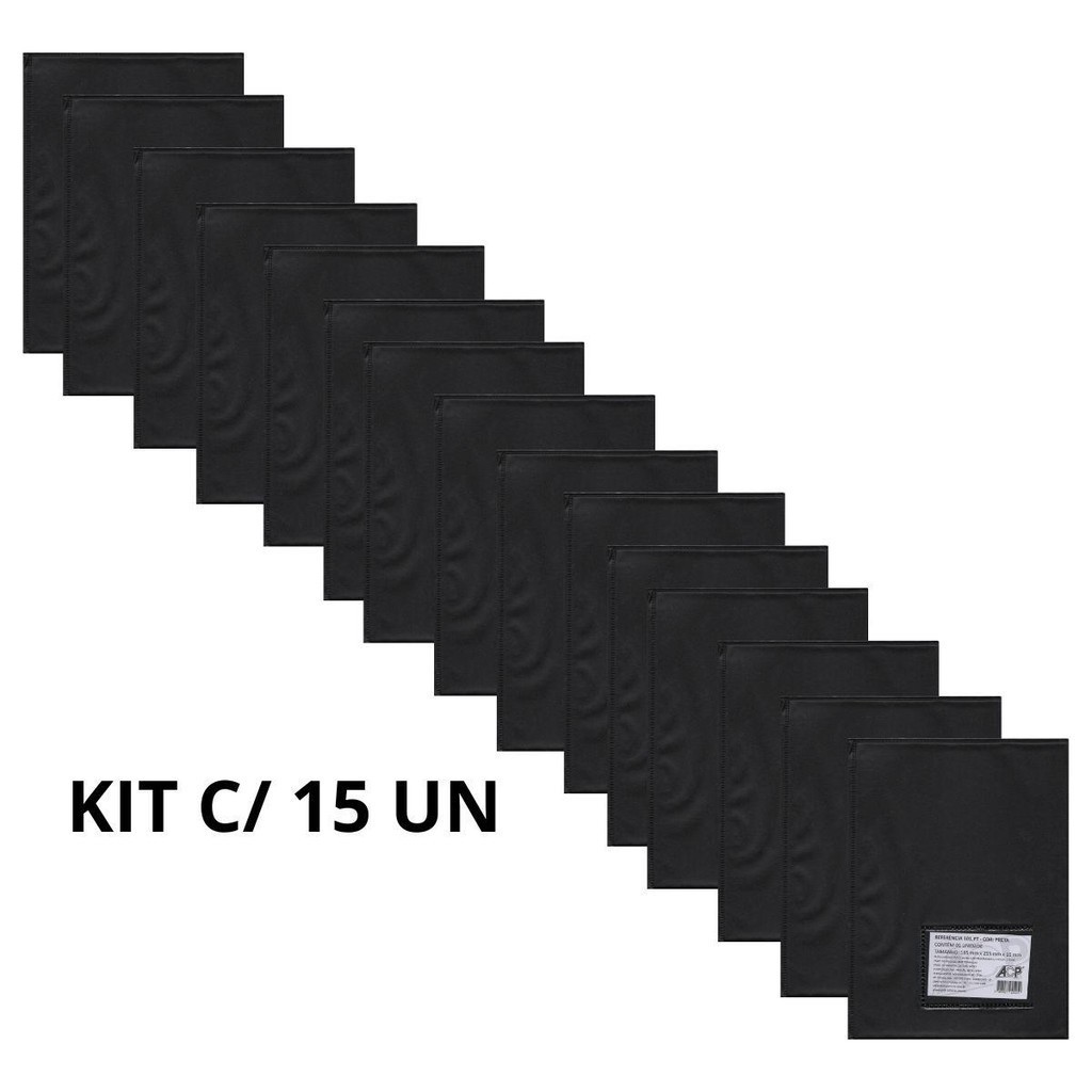 KIT 15 PASTA CATÁLOGO 10, 30, 50, E 100  ENVELOPES PRETA em Oferta na Shopee