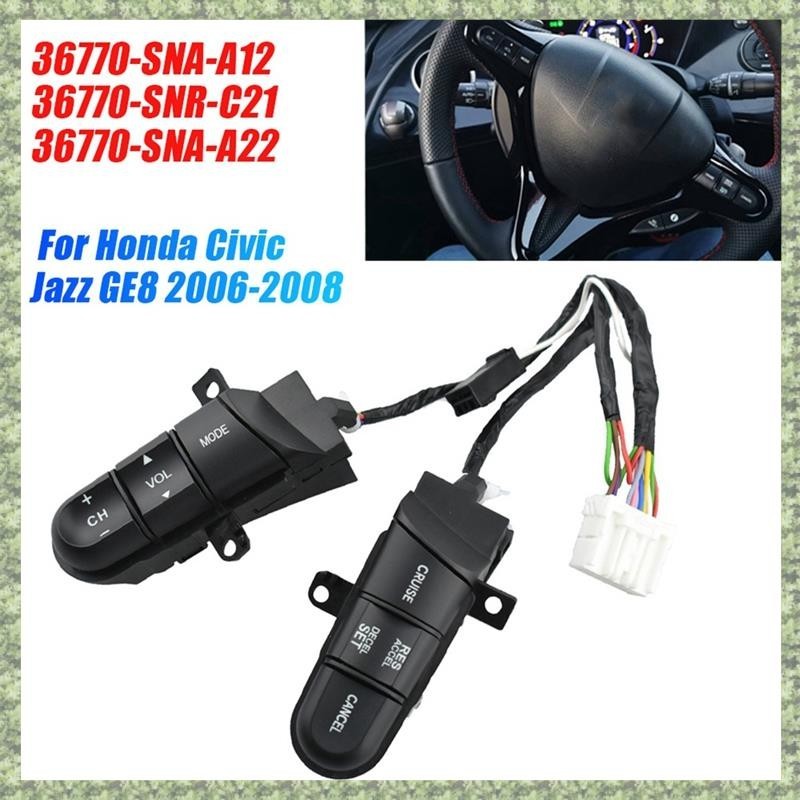 (P X C W) 1 PCS Interruptor De Controle De Cruzeiro Do Volante Carro 36770-SNA-A12 Peças Acessórios Para Honda Civic Jazz GE8 Botão Remoto De Áudio SNR-C21