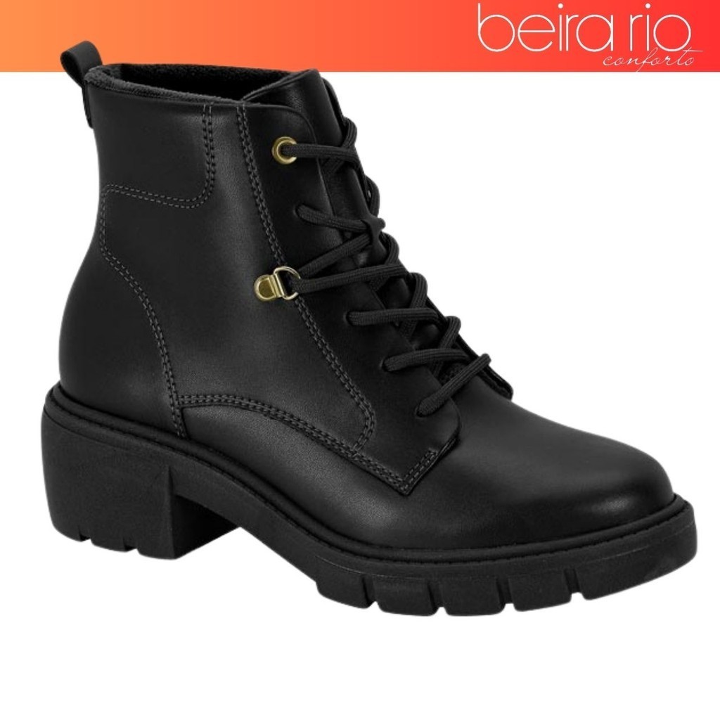Bota Coturno Cano Baixo Beira Rio Tratorada Santin Cadarço Casual Conforto