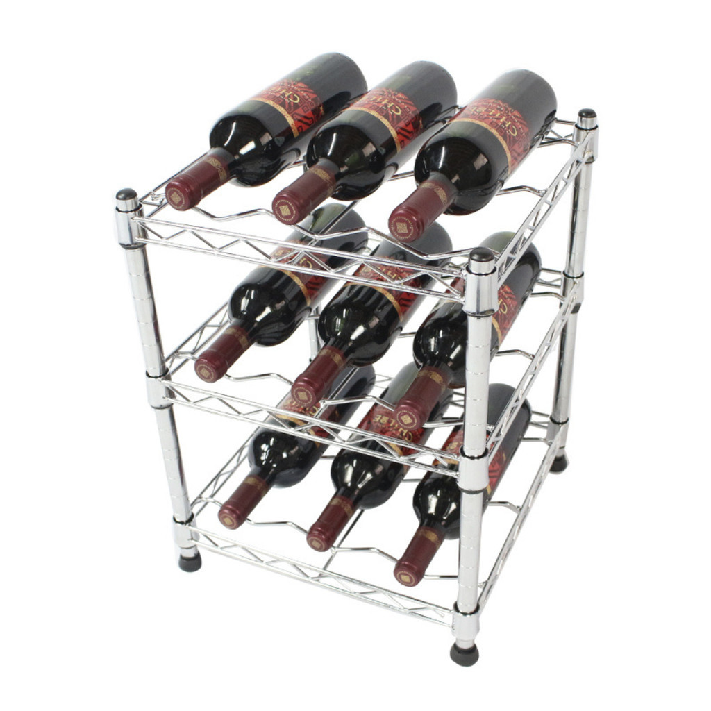 Adega em Aço Cromado para 9 Garrafas Vinhos Espumantes Estante 45x32x32