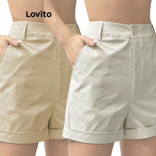Lovito Casual Shorts Jeans com Bolsos para Mulheres L74ED052(Multicolorido)
