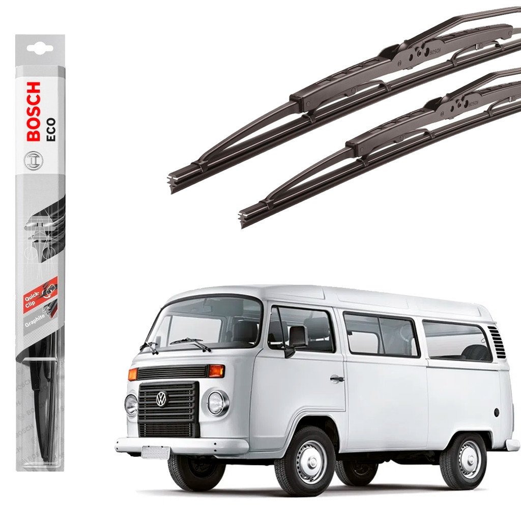 Kit Palhetas Original Bosch Silicone Limpador Parabrisa Kombi 1975 Até 2013