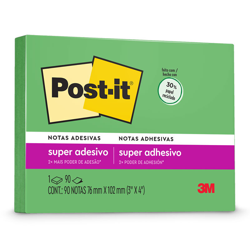 Bloco de notas super adesivas Post-it Verde Sorte 76x102mm 90 folhas 3M