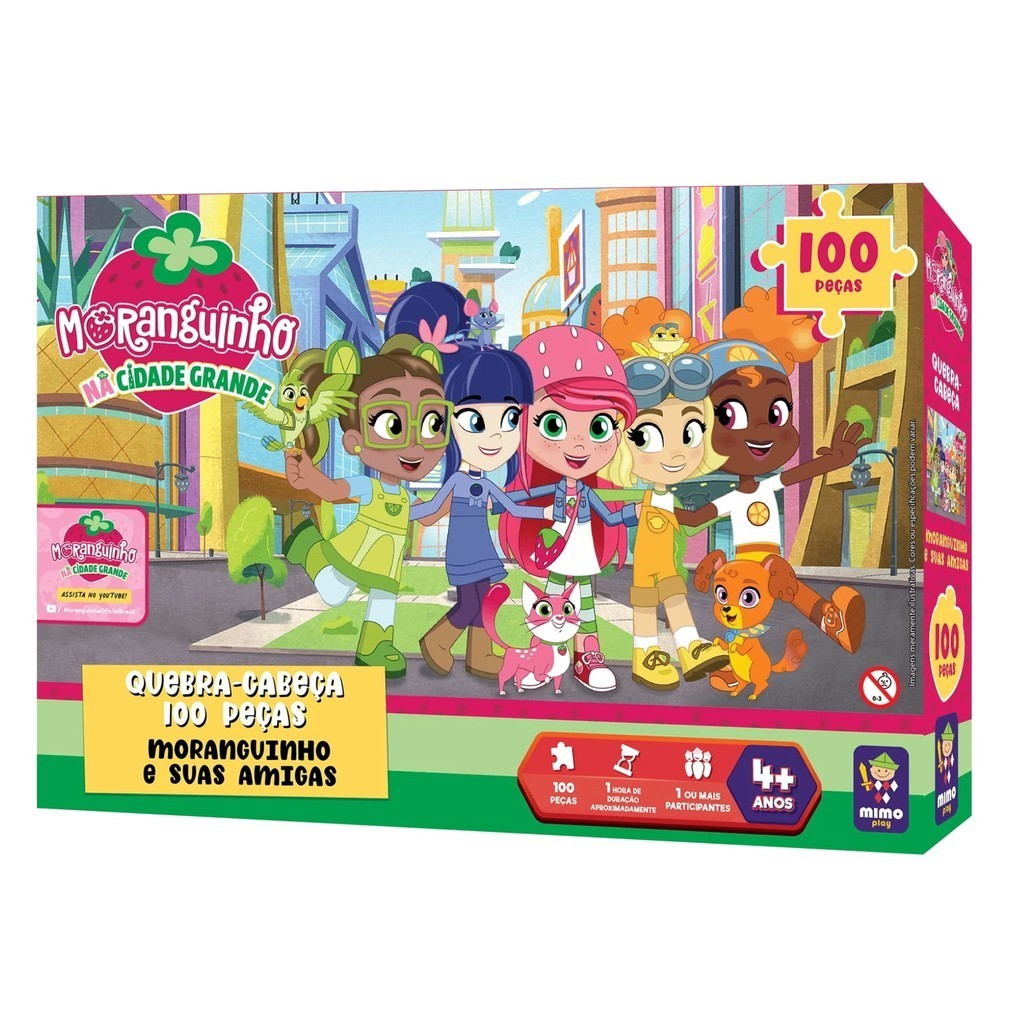 Brinquedo Infantil Quebra Cabeça 100 Peças Moranguinho e suas Amigas Mimo Toys 4012 em Oferta na Shopee