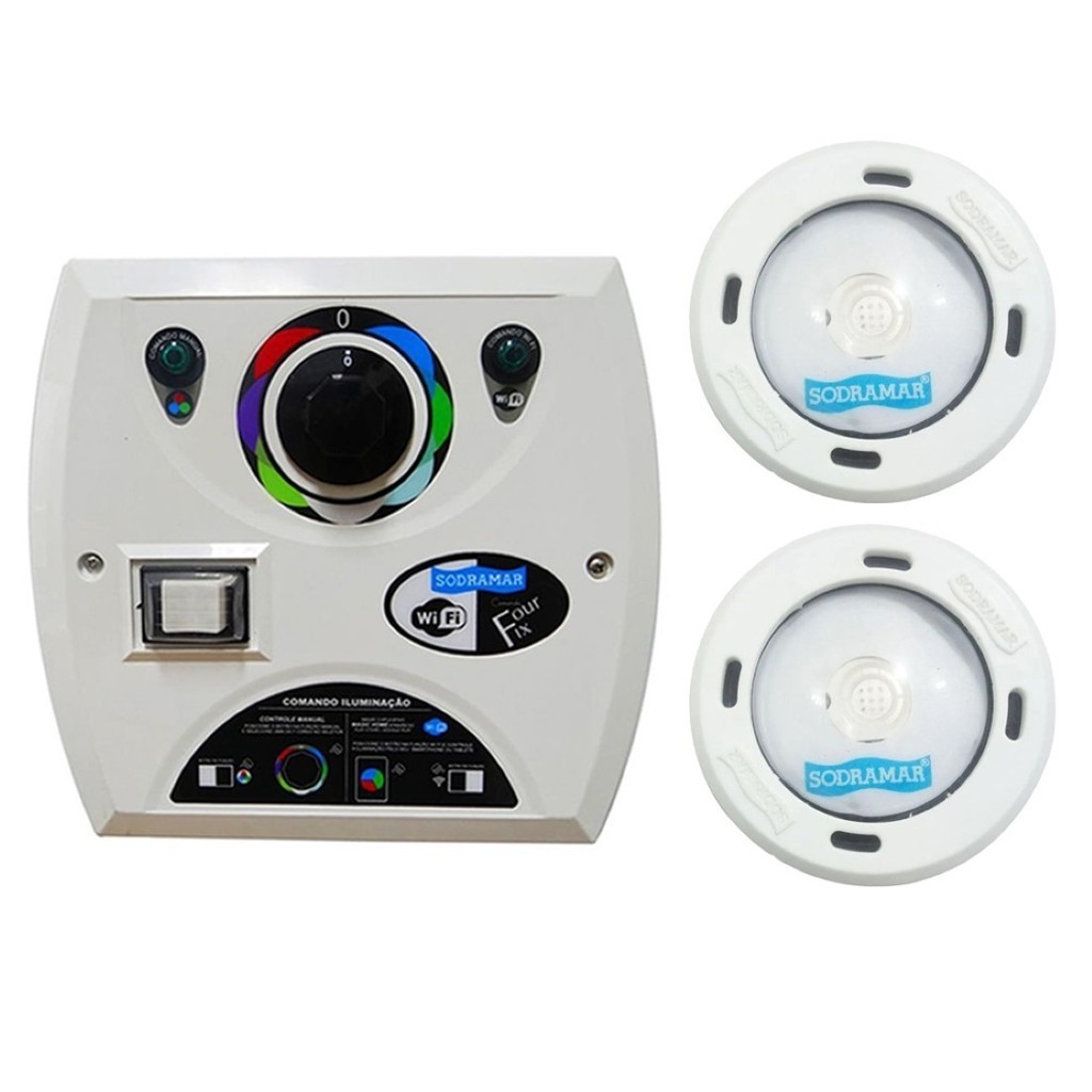Kit 2 LED Piscina RGB Colorido COB + Central Wifi Sodramar