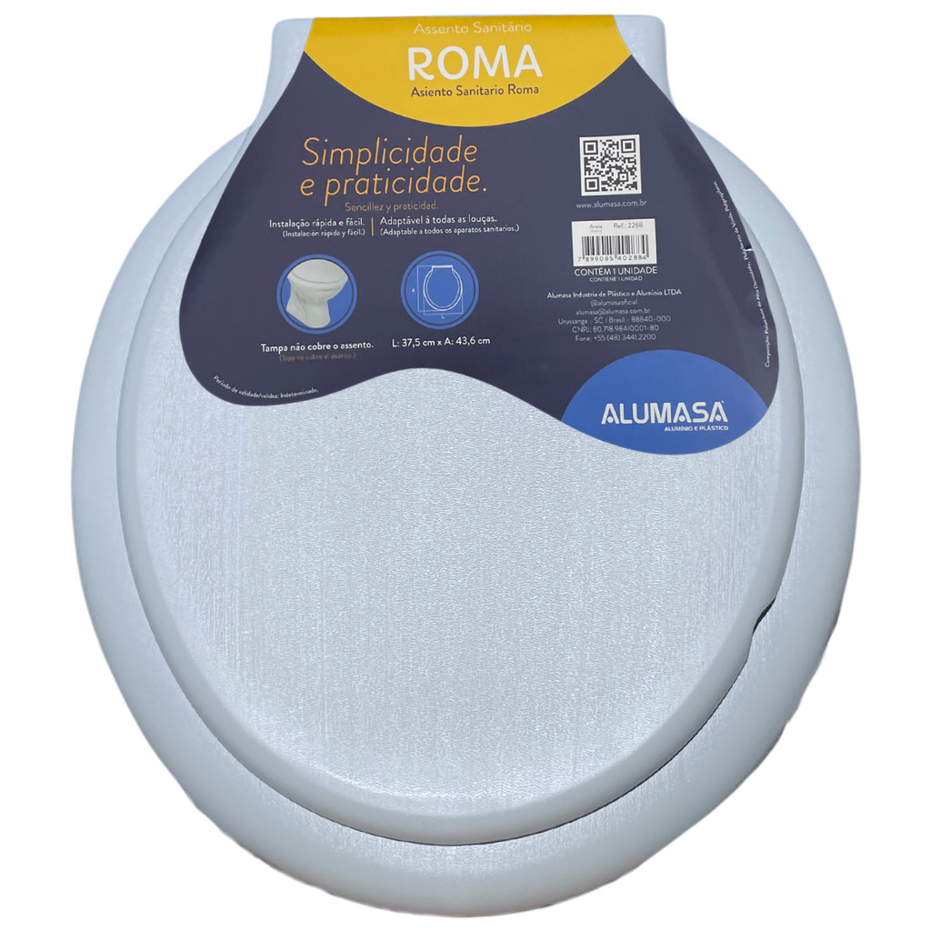 Assento Sanitário Roma Alumasa Oval Tampa Vaso Universal Cinza Claro