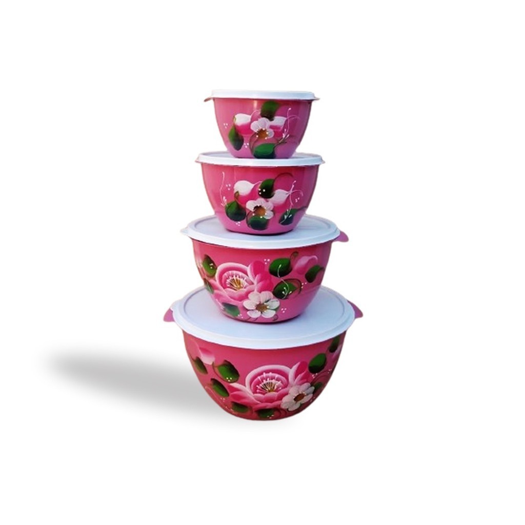 CONJUNTO BOWLS DECORADOS RODONDOS 4 PEÇAS