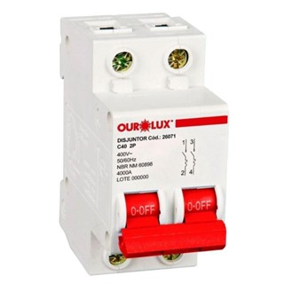 Disjuntor Ourolux DIN 2P 40A Curva C Branco em Oferta na Shopee