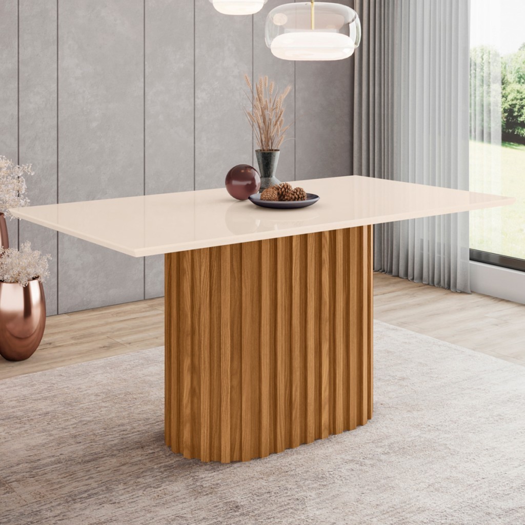 Mesa de Madeira Solana Nature/Off White Sc69 - Henn em Oferta na Shopee