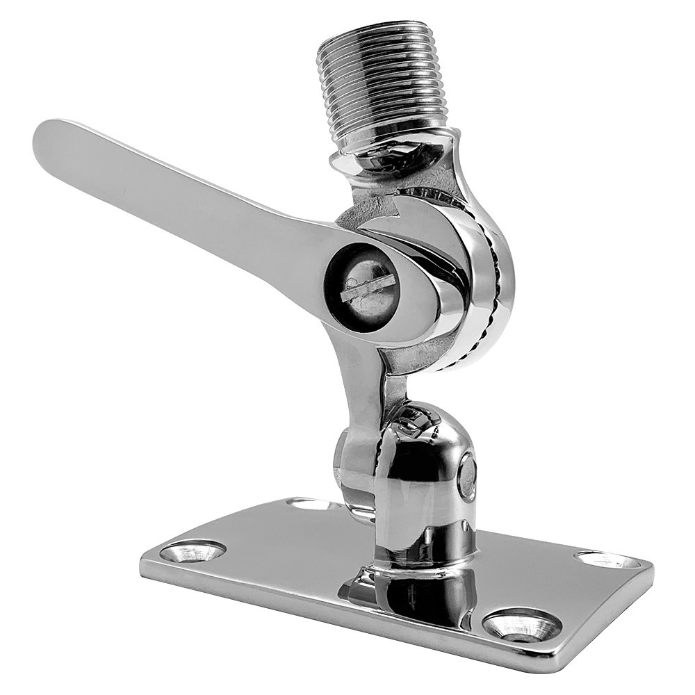 Base Suporte de Fixação para Antena VHF Marítima em Aço Inox 316  para Lancha Barco Iates e Veleiros