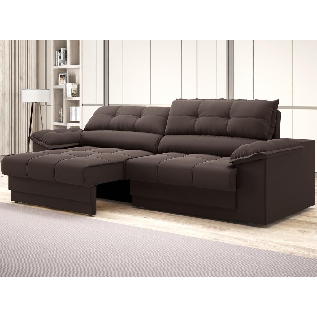 Sofá com Carregador USB Retrátil Reclinável Mimo 2,00m Velosuede Chocolate - NETSOFAS - Home & Living