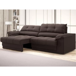 Sofá com Carregador USB Retrátil Reclinável Mimo 2,00m Velosuede Chocolate - NETSOFAS