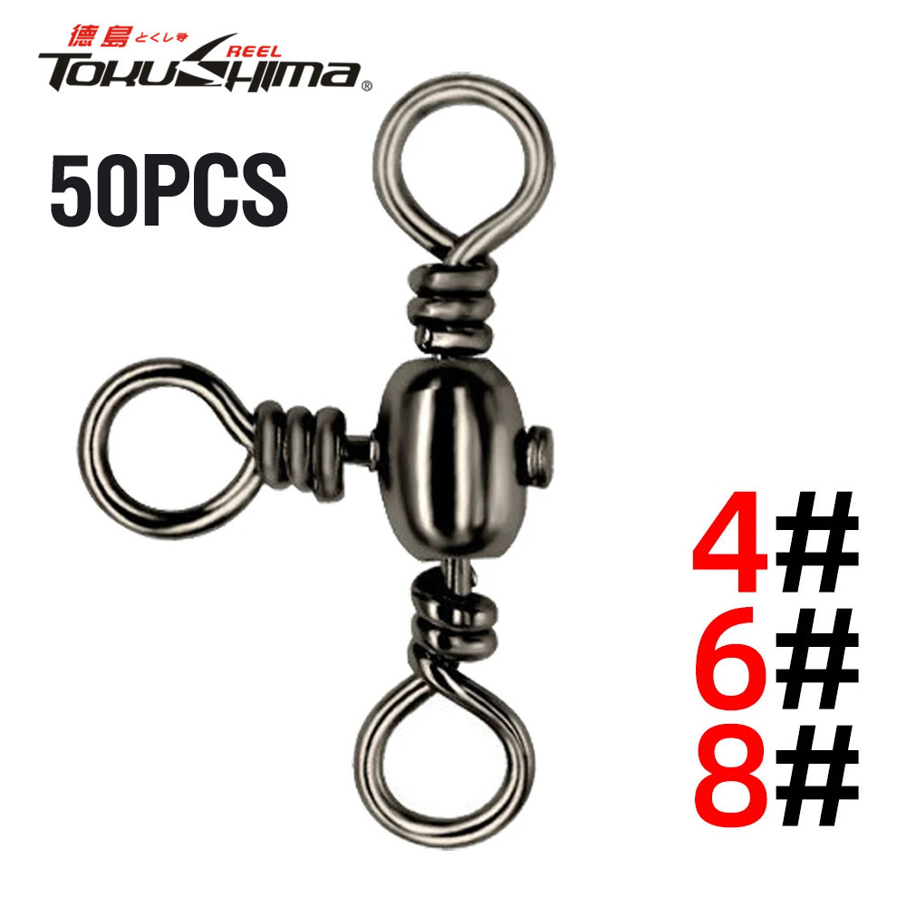 50 Pcs Pesca 3 Way Gira 44-66LB Linha Cruzada De Três Vias Conector Para De Peixe Gato .