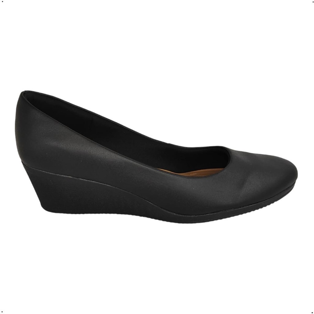 Sapato Anabela Usaflex Ortopedico Couro Comfort AA3811